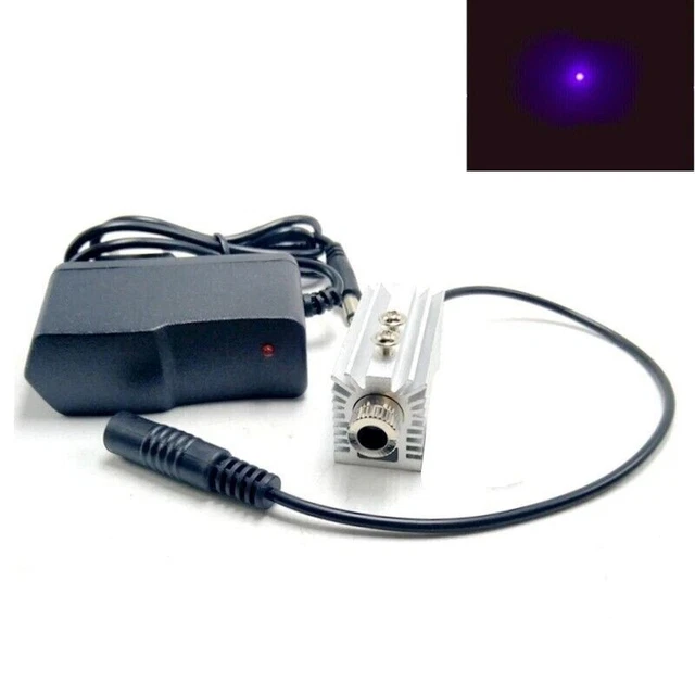 Violet/Blue 405nm 50mW Focusable Dot Laser Diode Module 5V Adapter & Heatsink