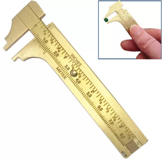 Brass Sliding Gauge 85mm Pocket Caliper Vernier 3.3 Inch & mm Jewelry Tool