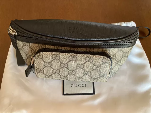 GUCCI GG Supreme Eden Bum Bag Canvas Body Belt Bag 450946 PVC Leather Beige