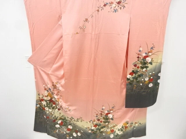6855256: Japanese Kimono / Vintage Furisode / Embroidery / Kiku & Ume Blossom