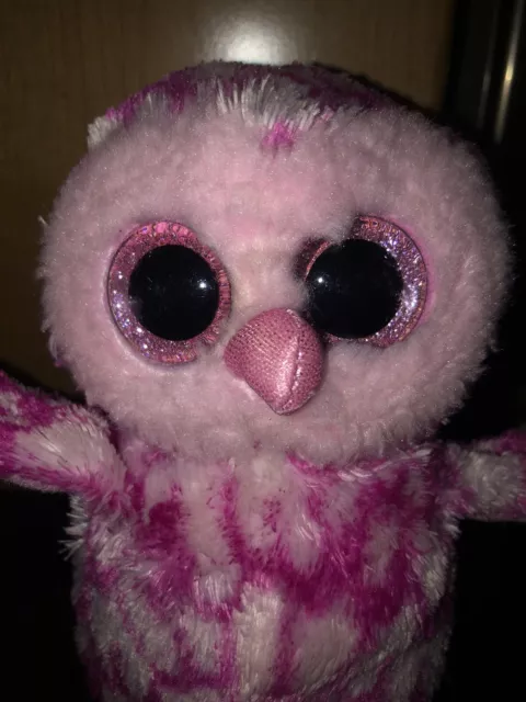 VGC Ty Beanie Boos Pinky The Owl 6" TySilk 2013 Excellent Condition 2