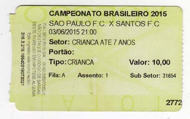 Ticket BRA FC Sao Paulo - FC Santos 03.06.2015