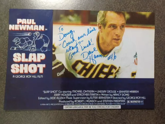 DAVE HANSON As HANSON BROTHERS Hand Signed Autograph 4X6 PHOTO - SLAP SHOT