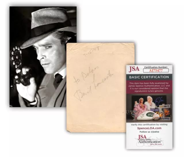 BURT LANCASTER Signed/Autographed Vintage Index Card - JSA