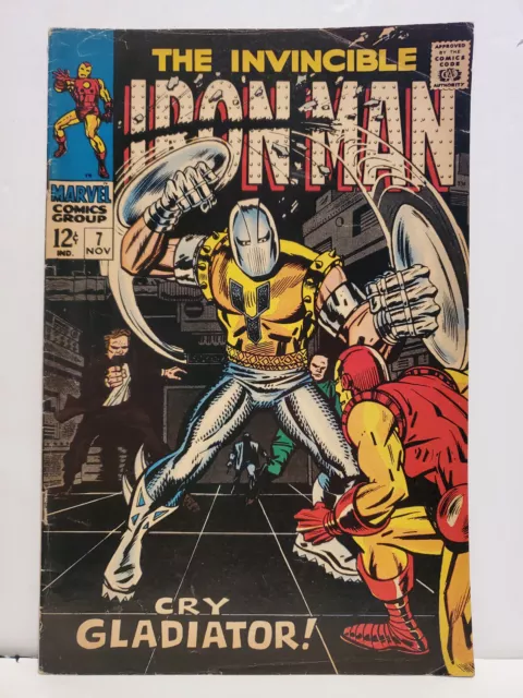 Invincible Iron Man #7 - Gladiator, Daredevil Appearances - Marvel Comics 1968
