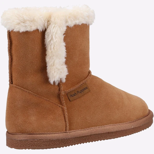 Hush Puppies Ashlynn Femmes Fausse Fourrure Cuir Décontracté Bottines Fauve 3