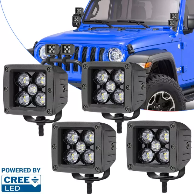 4X 3" 50W Cree LED Cube Pods Work Light Bar Spot For JEEP OffRoad Truck UTV ATV