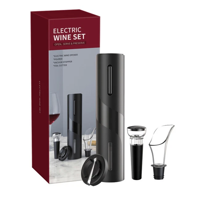 1 Juego 4 en 1 Carga Abrebotellas Vino Tinto Abrebotellas Multifunción (negro)