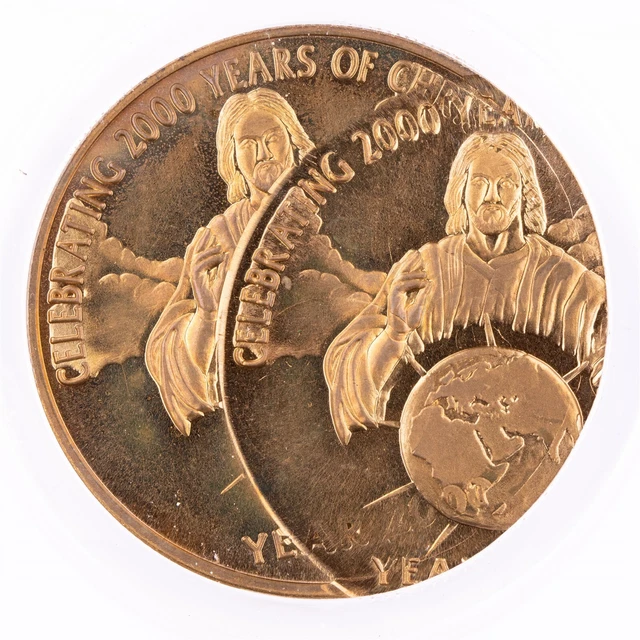 ERROR 2000 Medal New Millennium of Peace DBL Struck ANACS MS65 Brass