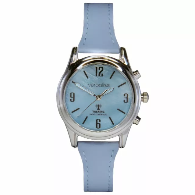 Ladies Radio Controlled Talking Watch with Leather Strap, Blue VLRC-206LBL