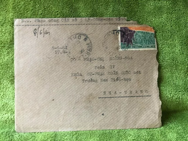 Vietnam War 1961 Handwritten Letter My Tho Dinh Tuong Province to Nha Trang