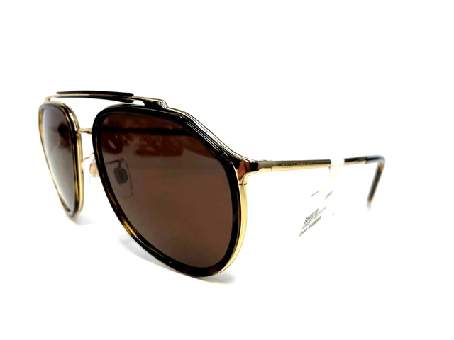 DOLCE & GABBANA DG2277 02 73 Gold Havana Dark Brown 57 mm Men's Sunglasses