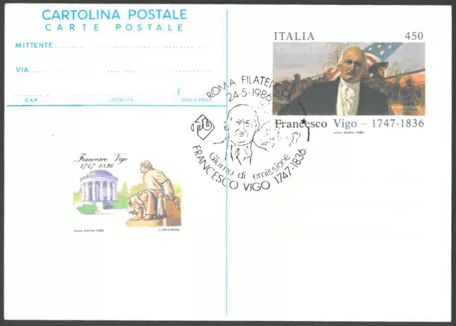 Karte Ganzsache Italien Francesco Vigo, Sonderstempel 1986, C128