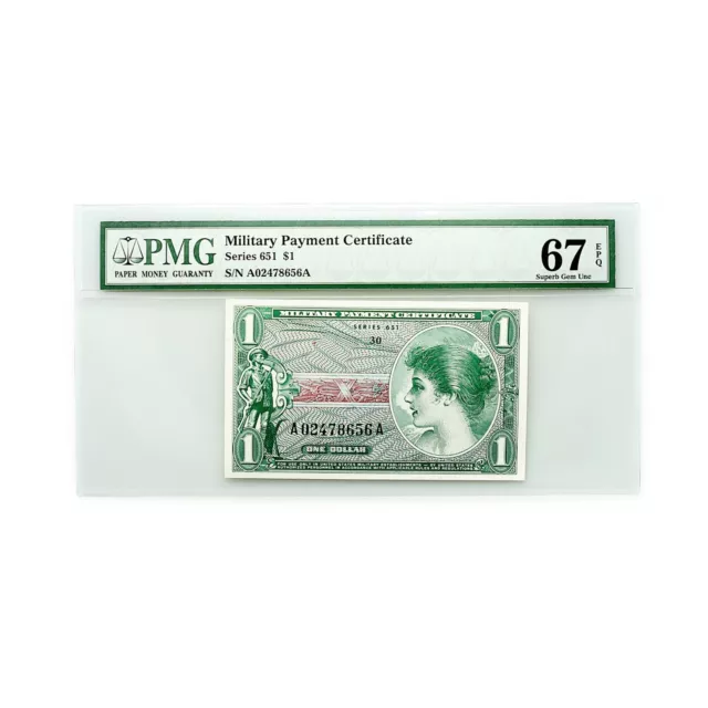 US Mpc Serie 651 1 Dollar PMG 67 Super Edelstein Unc. EPQ