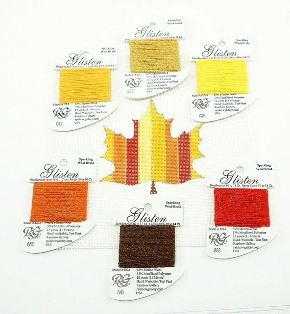 Autumn Maple Leaf & Glisten Fibers SET HP Needlepoint Canvas by Melissa Shirley