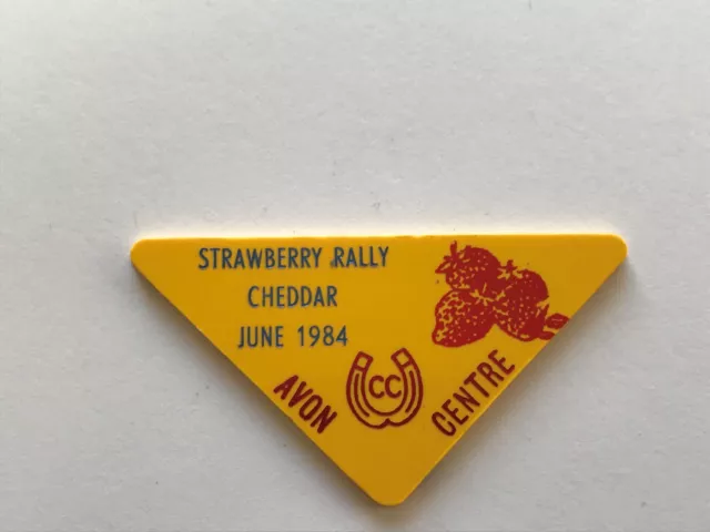 caravan plastic plaque - avon centre . strawberry rally cheddar july 1984