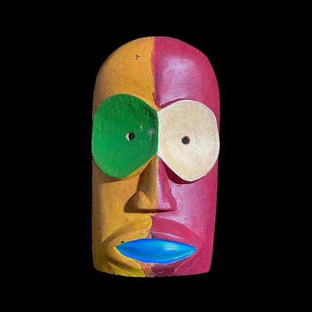 African Mask Face Wood Hand Carved Vintage Wall Hanging Bwami-8061