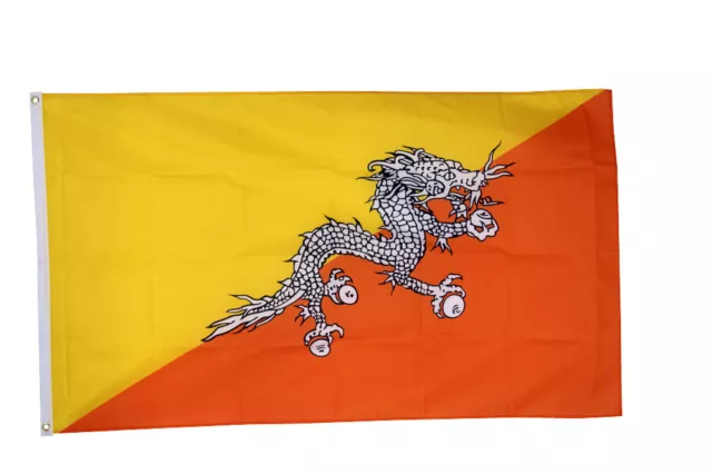 Bhutan National Country Flag - 5 x 3 FT - 100% Polyester With Eyelets