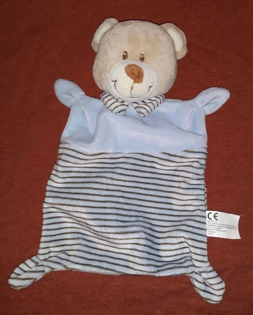 Doudou ours plat blanc SIMBA TOYS NICOTOY KIABI  bandana brun marron taupe TTBE