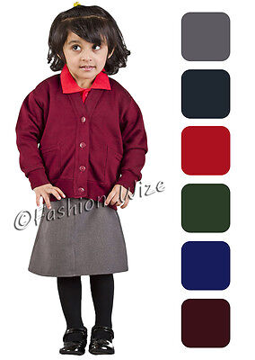 Girls Fleece School Cardigan Sweatshirt Uniform Age 3 4 5 6 7 8 9 10 11 12 13
