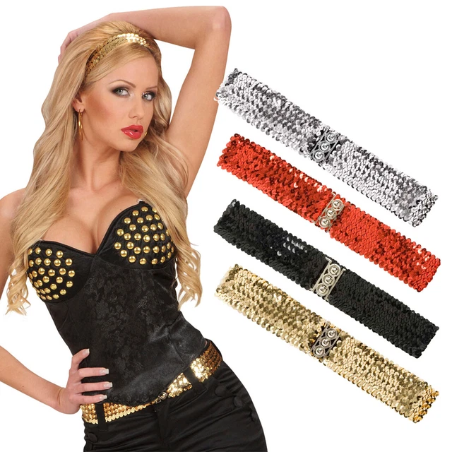 Cintura glitter elastica accessorio cintura donna cintura paillettes stretta