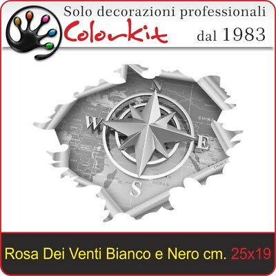 Adesivo Rosa dei Venti Bianco e Nero cm.25x19 - 001454 by Colorkit