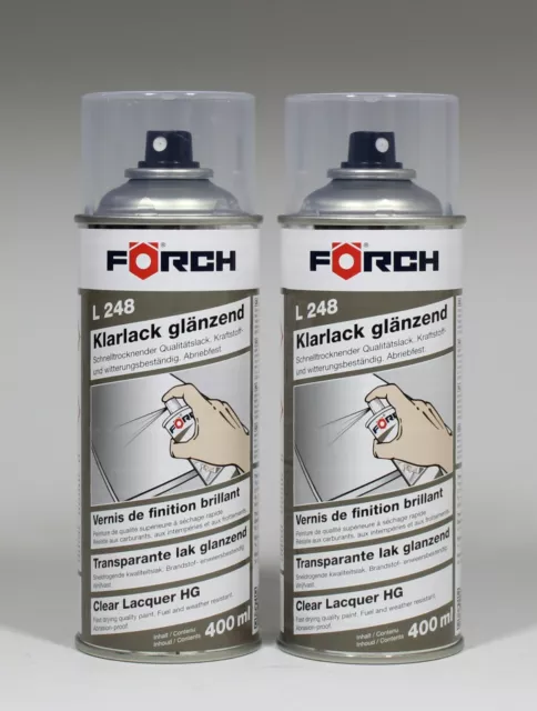 2x Klarlack glänzend Lackspray kratzfest Benzin und Witterrungsbeständig