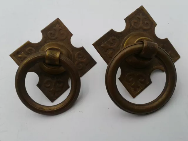 2 Vintage /Antique Drop Ring Drawer Pull Door Dresser Handle Furniture Hardware