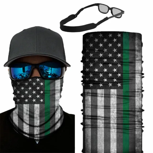 Thin Green Line Neck Gaiter with Free Neoprene Glasses Strap Support Military
