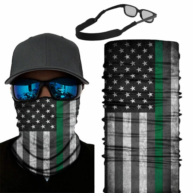 Thin Green Line Neck Gaiter with Free Neoprene Glasses Strap Support Military