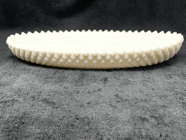 English Hobnail Milk Glass  celery dish