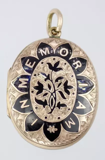 Pretty Antique Victorian 9k Gold Enamel IN MEMORIAM Memento Mori Mourning Locket Pretty Antique Victorian 9k Gold Enamel IN MEMORIAM Memento Mori Mourning Locket