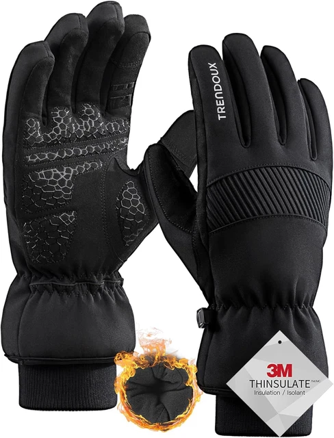 Guanti da lavoro isolanti impermeabili per uomo e donna, per touch screen, per sci, snowboard, tempo freddo, blu, L