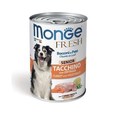 Monge fresh cane senior tacchino 400 gr scatolette umido per cani bocconi pate