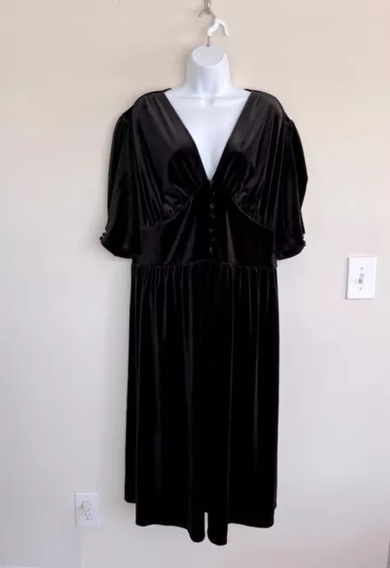 NWT Ralph Lauren Empire Waist Velvet Midi Dress Black Women’s 2X NEW