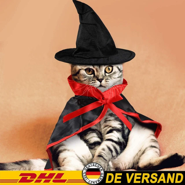 Halloween Hund Katze Kostüm Umhang Hut Haustier Vampir Zaubererhut Kleidung