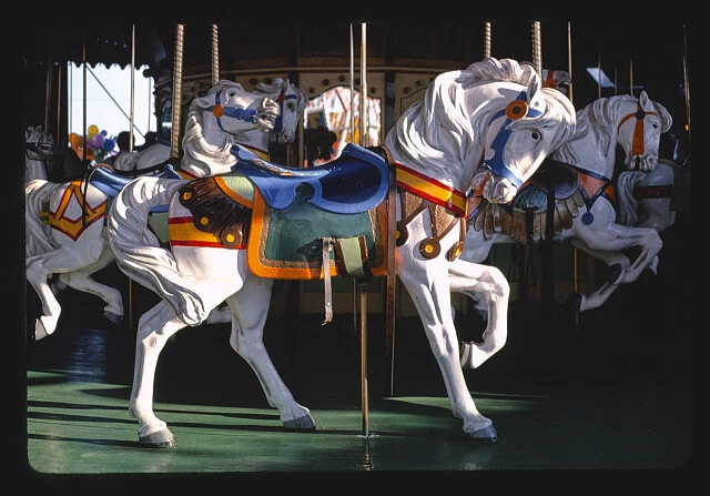 CAROUSEL HORSE OCEAN City New Jersey 1980s Historic Old Photo EUR 6,52