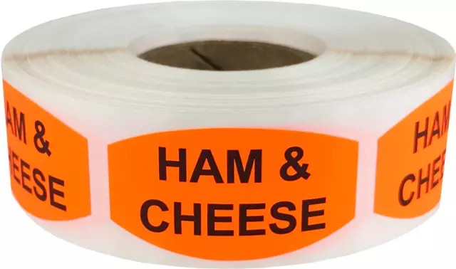 Ham and Cheese Grocery Market Stickers, 0.75 x 1.375 Inches, 500 Labels Total