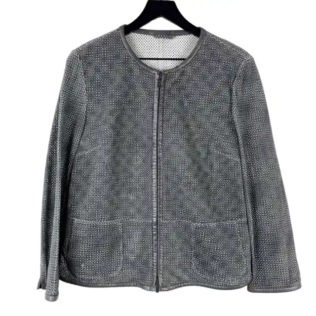 Armani Collezioni Womens (10) Full Zip Perforated Jacket Gray