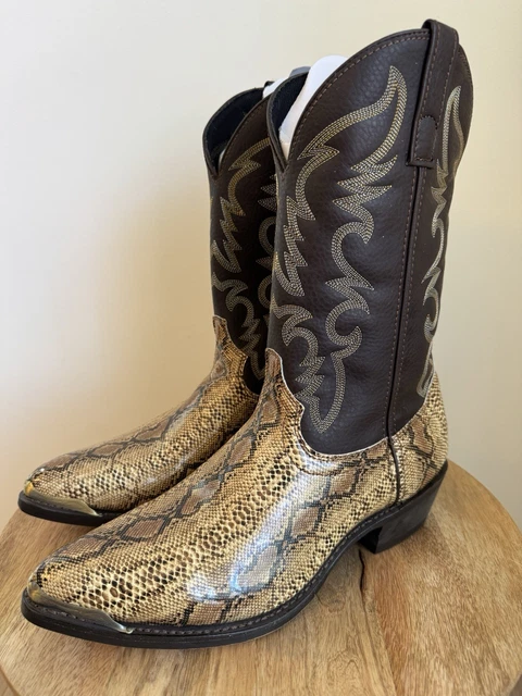 LAREDO PYTHON PRINT Western Boots Pointed Round Toe Men's 11 EW NOS £79 ...
