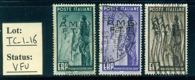 TC_1_16. TRIESTE (AMG FTT) -  1949 "RICOSTRUZIONE EUROPEA" set  Used. Great CV !