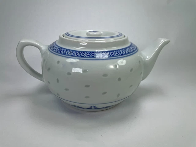 Vintage Chinese Exports Rice Grain Teapot Porcelain 1970" Jingdezhen Tea Pot C59