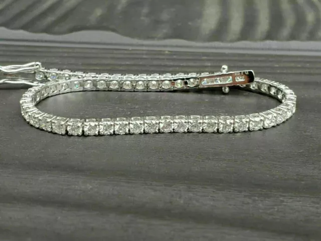 15Ct Coupe Ronde Simulé Diamant Bracelet Tennis 14K Plaqué or Blanc Argent