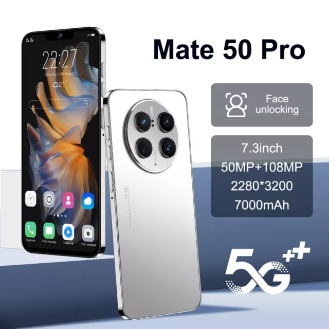 Mate 50 Pro 7.3 inch globally unlocked dual SIM card 8/256GB 7000 mA smartphone