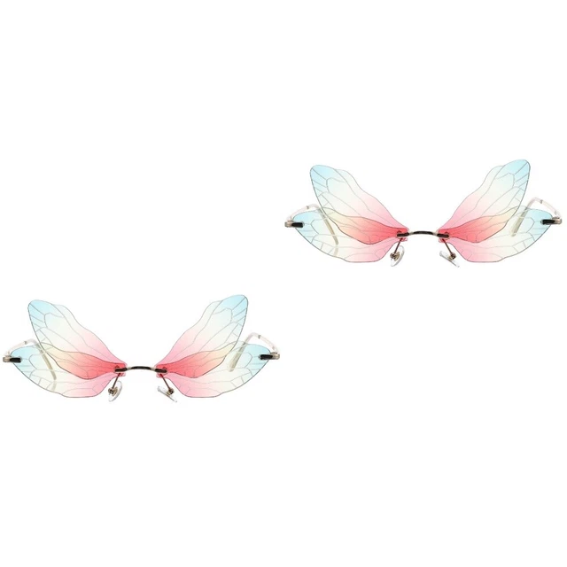 2 Pairs  Wing Shape Sunglasses Personalized Irregular Glasses Fashion Eyewear