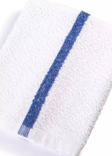 12 Pcs. Blue Stripe Bar Towel 32 Oz. 100% Cotton. All Purpose Cleaning Towel.