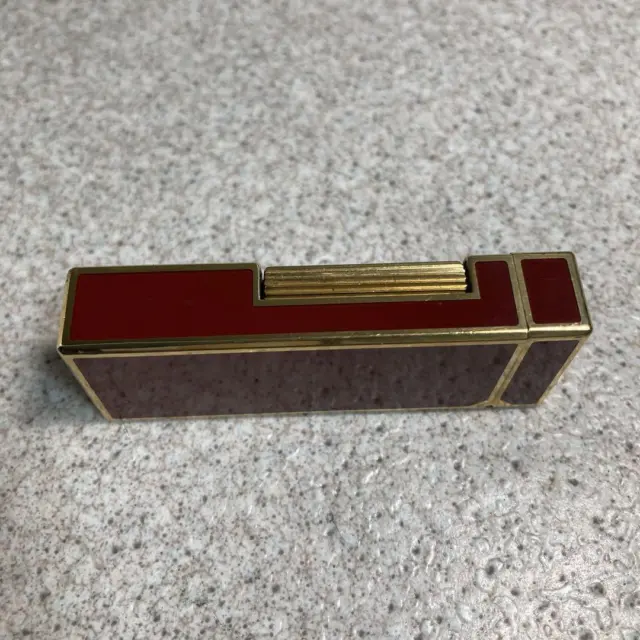 Dunhill Rollagas Lighter Gold Plated Red No Box Excellent 24