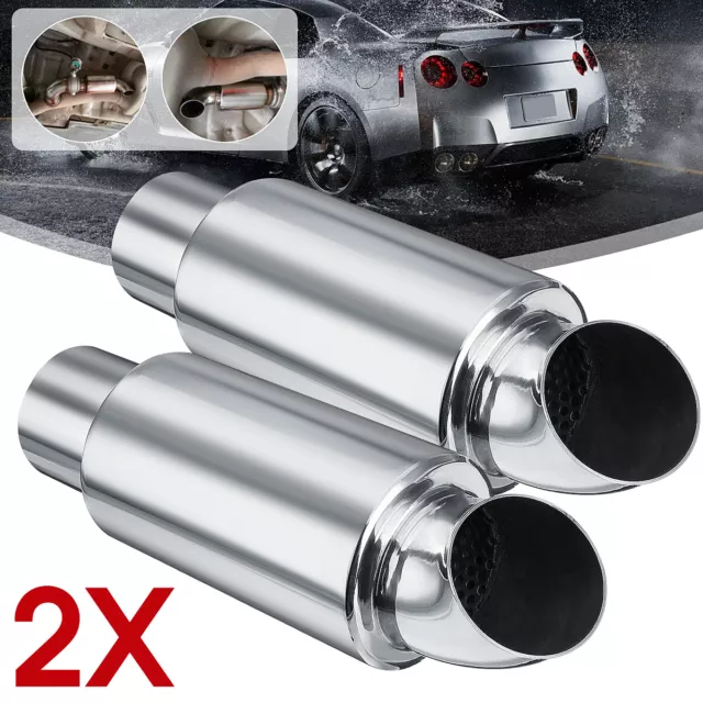 2 UNIVERSALE AUTO SILENZIATORE SCARICO INOX MARMITTA TERMINALE DI SCARICO Ø 63mm