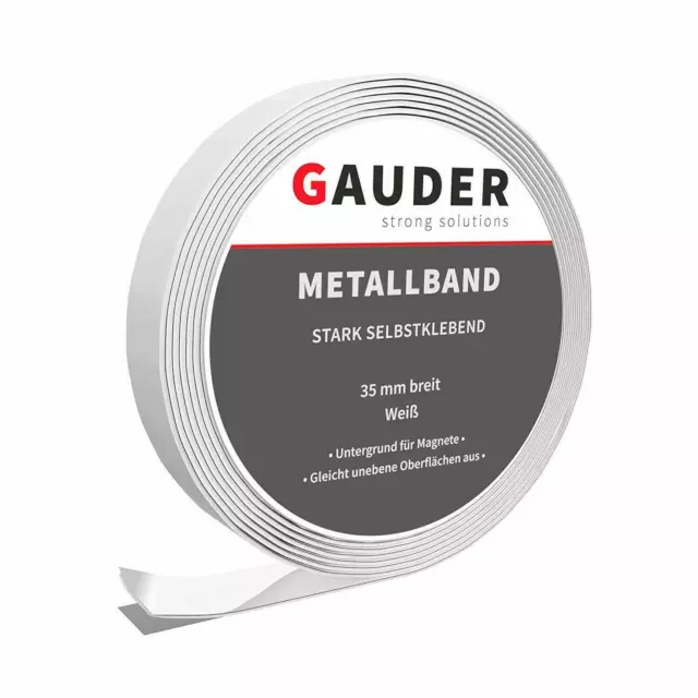 GAUDER METALLBAND STARK selbstklebend 2m x 35mm Magnetband Eisenband Stahlband