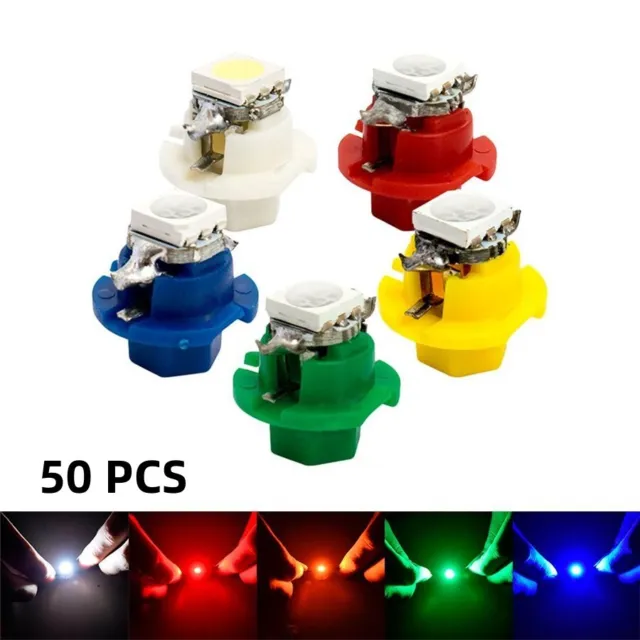 50PCS New LED Instrument Cluster Dash Indicator Light Bulbs T5 B8.4D Socket 5050